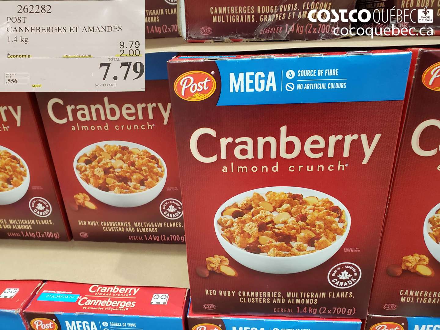 262282 POST CANNEBERGES ET AMANDES ($2.00 INSTANT SAVINGS EXPIRES ON 2026-08-30) $7.79
