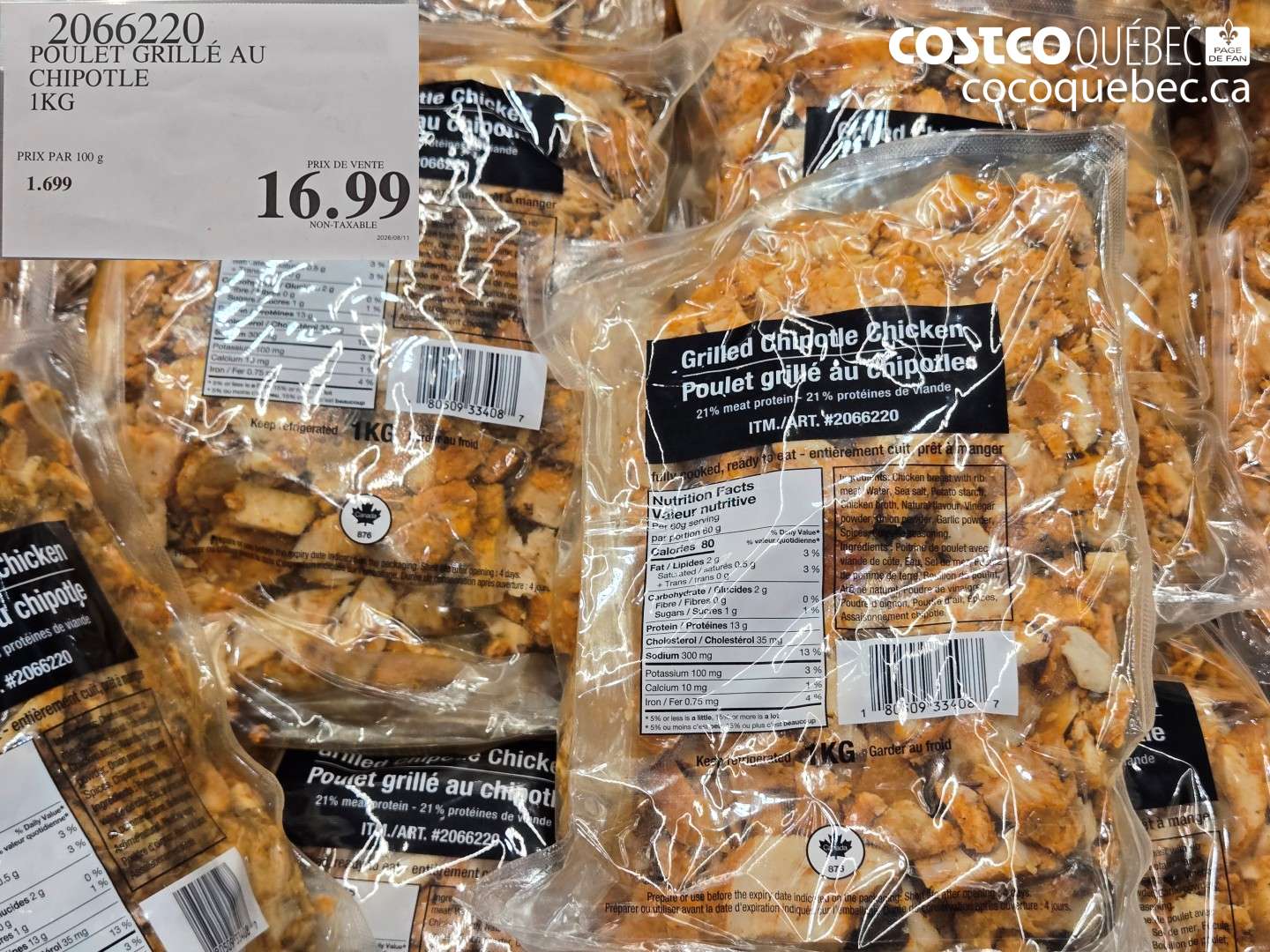 2066220 POULET GRILLÉ AU CHIPOTLE 1KG $16.99