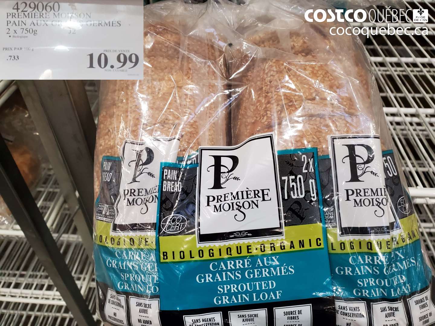 429060 PREMIERE MOISSON PAIN AUX GRAINS GERMES 2 X 750G $10.99