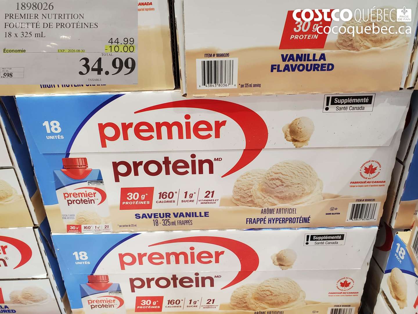 1898026 PREMIER NUTRITION FOUETTÉ DE PROTÉINES 18 X 325 ML ($10.00 INSTANT SAVINGS EXPIRES ON 2026-08-30) $34.99