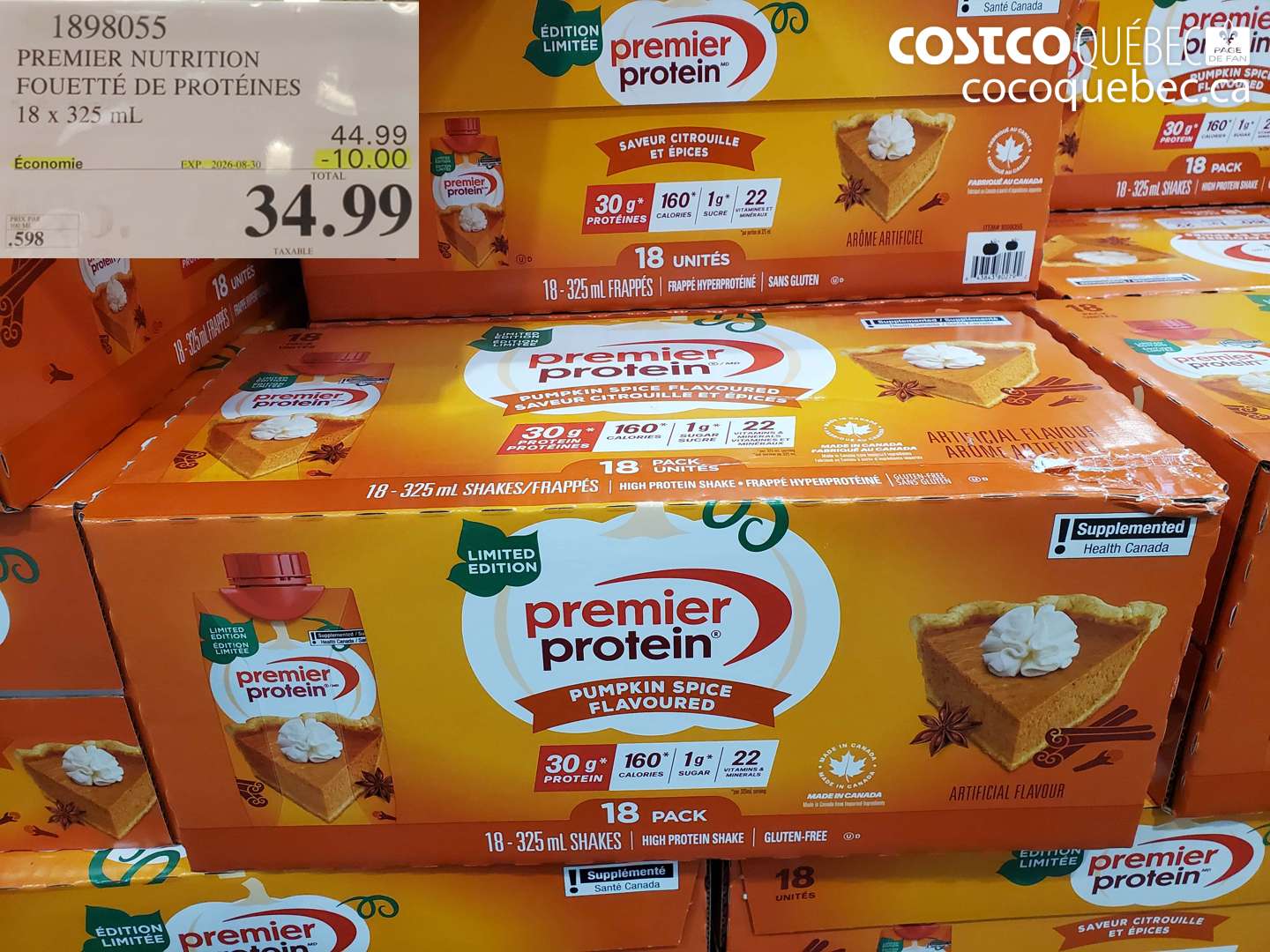 1898055 PREMIER NUTRITION FOUETTÉ DE PROTÉINES 18 X 325 ML ($10.00 INSTANT SAVINGS EXPIRES ON 2026-08-30) $34.99