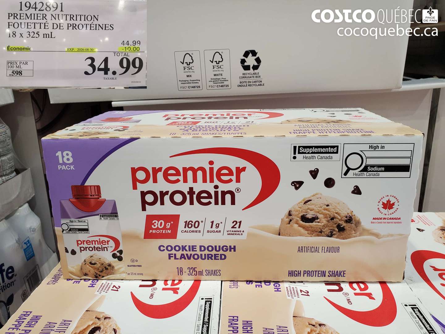 1942891 PREMIER NUTRITION FOUETTÉ DE PROTÉINES 18 X 325 ML ($10.00 INSTANT SAVINGS EXPIRES ON 2026-08-30) $34.99