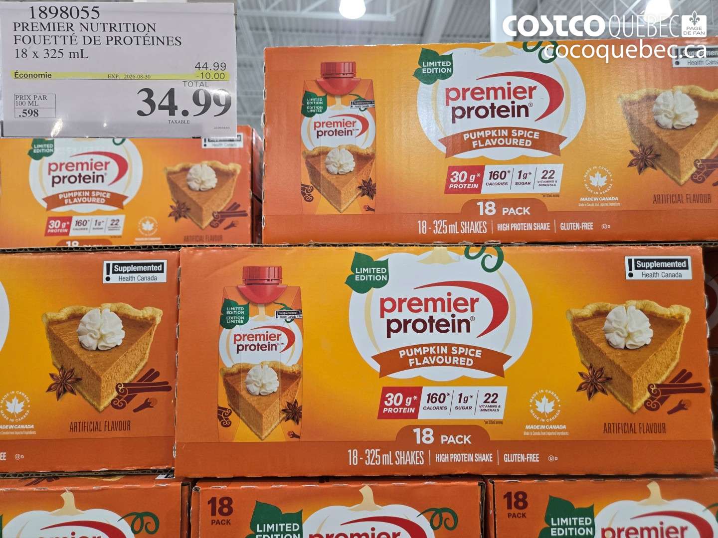 1898055 PREMIER NUTRITION FOUETTÉ DE PROTÉINES 18 X 325 ML ($10.00 INSTANT SAVINGS EXPIRES ON 2026-08-30) $34.99