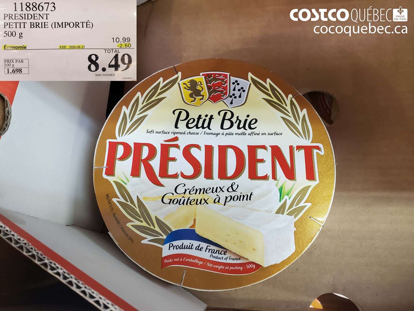 1188673 PRESIDENT PETIT BRIE (IMPORTÉ) ($2.50 INSTANT SAVINGS EXPIRES ON 2026-08-23) $8.49