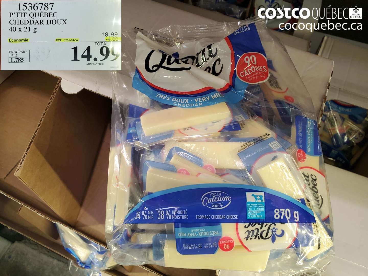 1536787 P'TIT QUÉBEC CHEDDAR DOUX ($4.00 INSTANT SAVINGS EXPIRES ON 2026-09-06) $14.99
