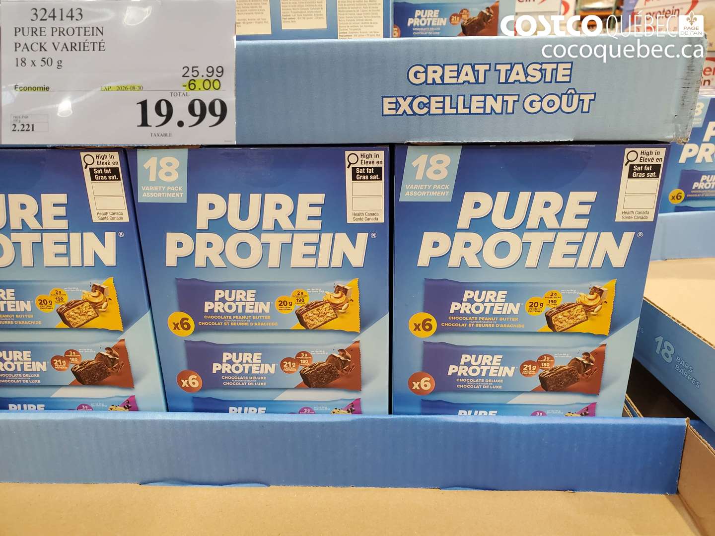 324143 PURE PROTEIN PACK VARIÉTÉ ($6.00 INSTANT SAVINGS EXPIRES ON 2026-08-30) $19.99