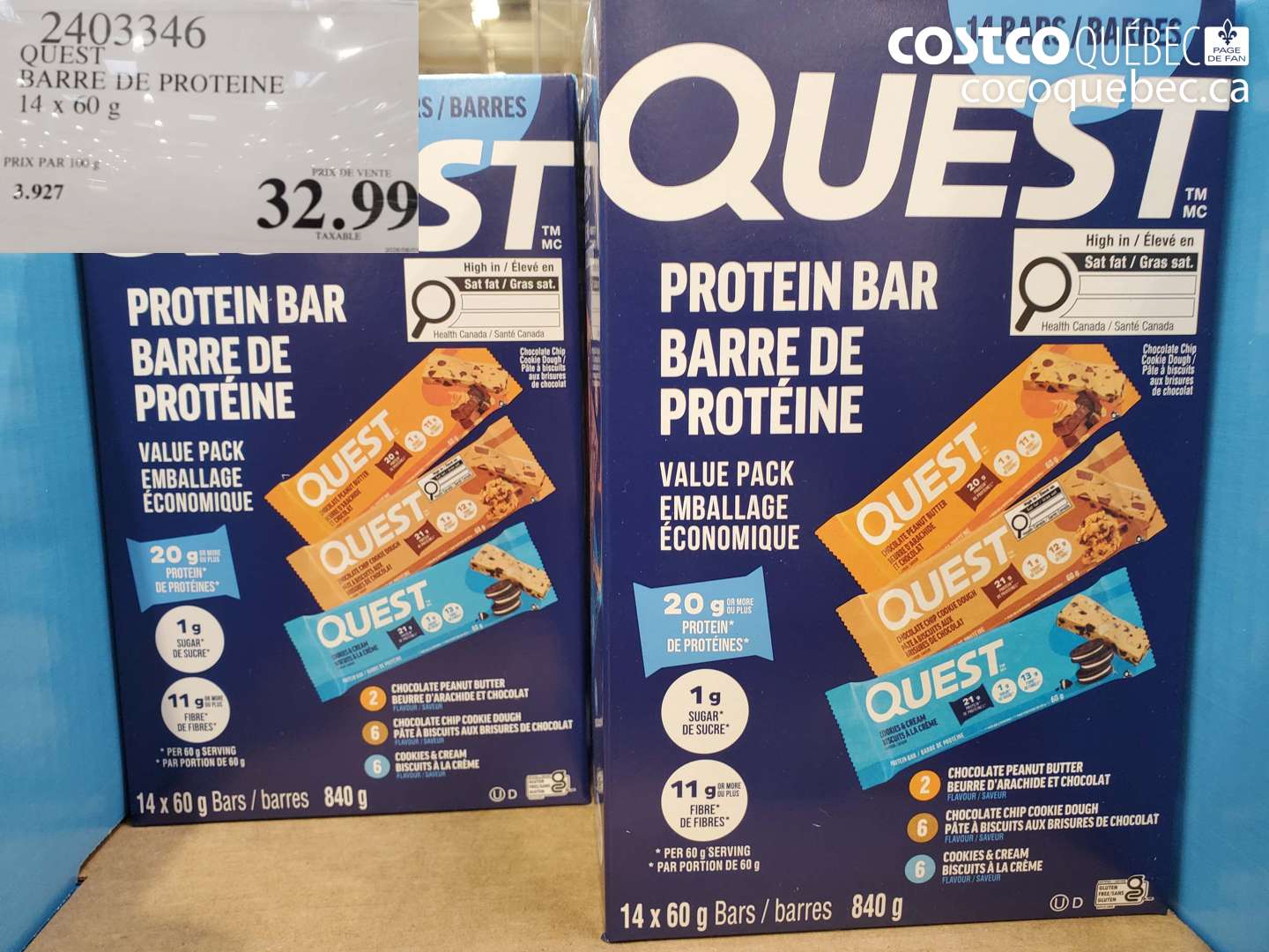 2403346 QUEST BARRE DE PROTEINE $32.99