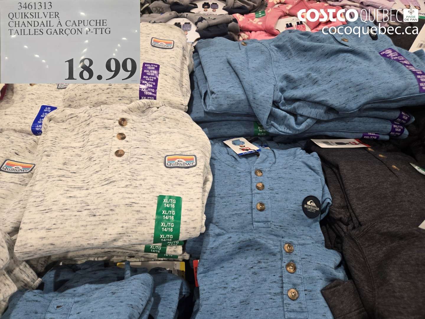3461313 QUIKSILVER CHANDAIL À CAPUCHE TAILLES GARÇON P-TTG $18.99
