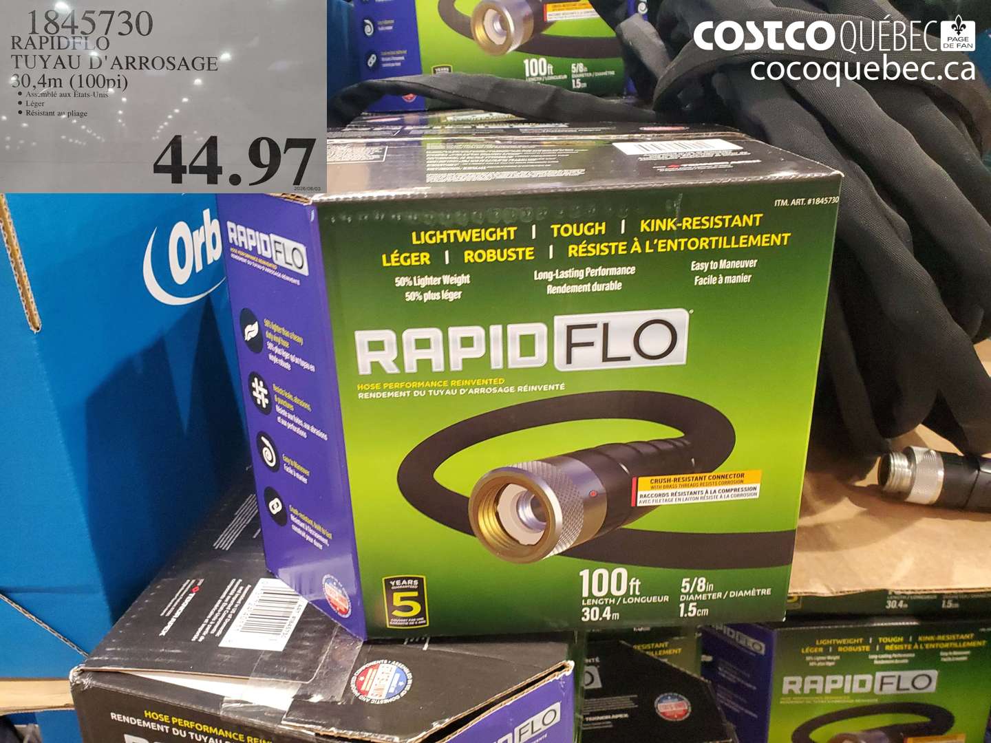 1845730 RAPIDFLO TUYAU D'ARROSAGE 30.4M (100PI) $44.97