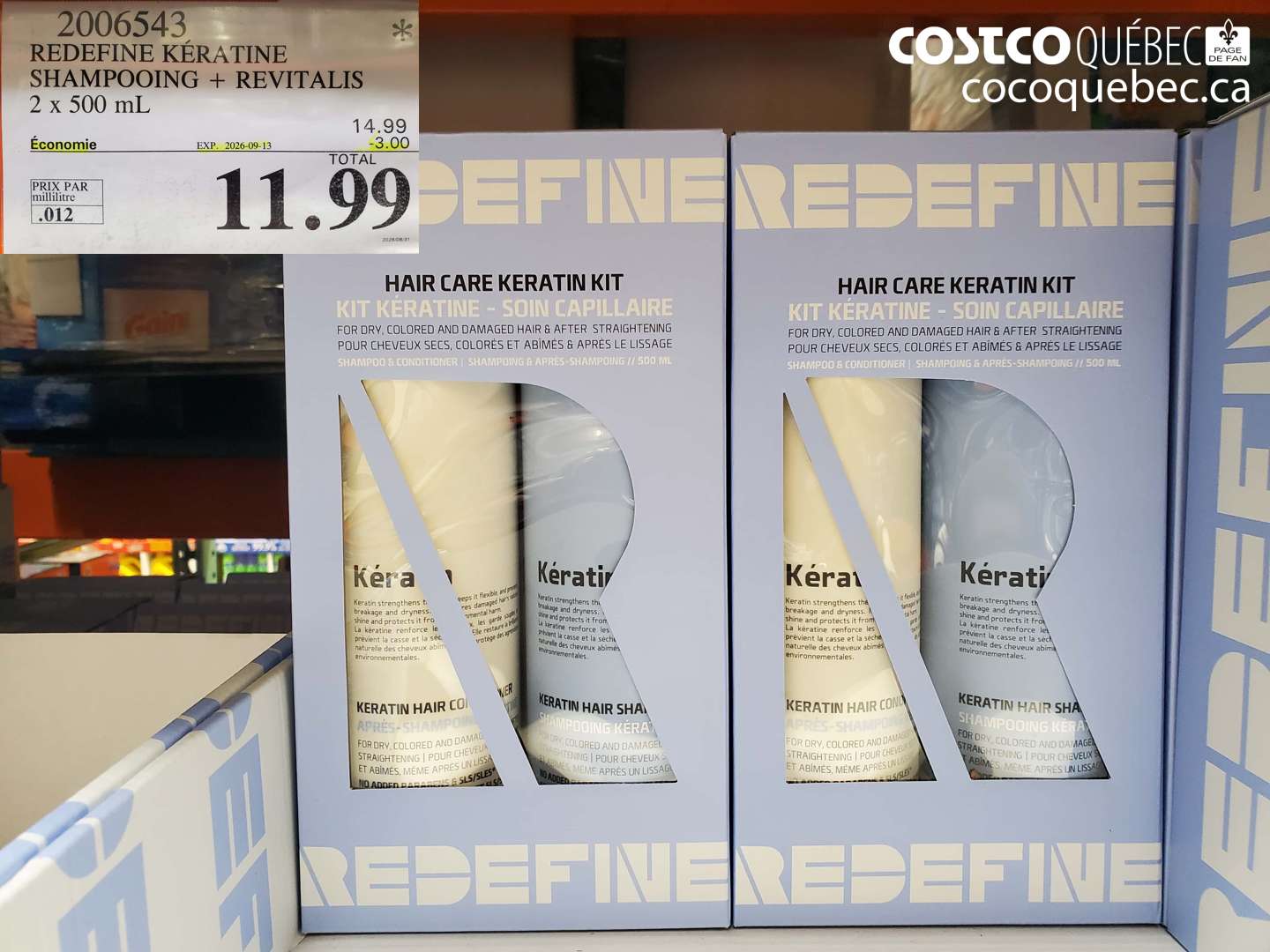2006543 REDEFINE KÉRATINE SHAMPOOING + REVITALIS ($3.00 INSTANT SAVINGS EXPIRES ON 2026-09-13) $11.99