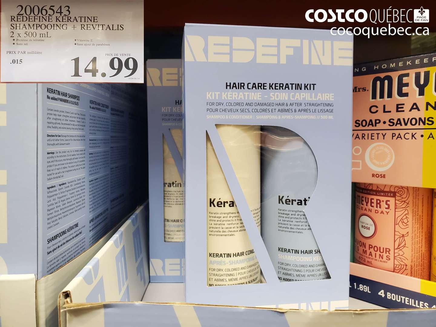 2006543 REDEFINE KÉRATINE SHAMPOOING + REVITALIS 2 X 500 ML $14.99