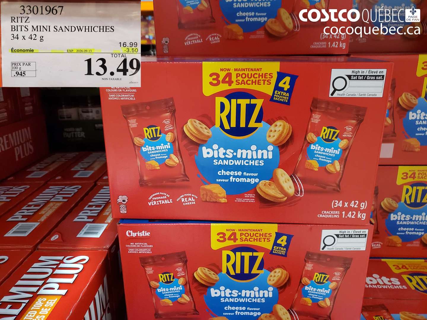 3301967 RITZ BITS MINI SANDWHICHES ($3.50 INSTANT SAVINGS EXPIRES ON 2026-09-13) $13.49