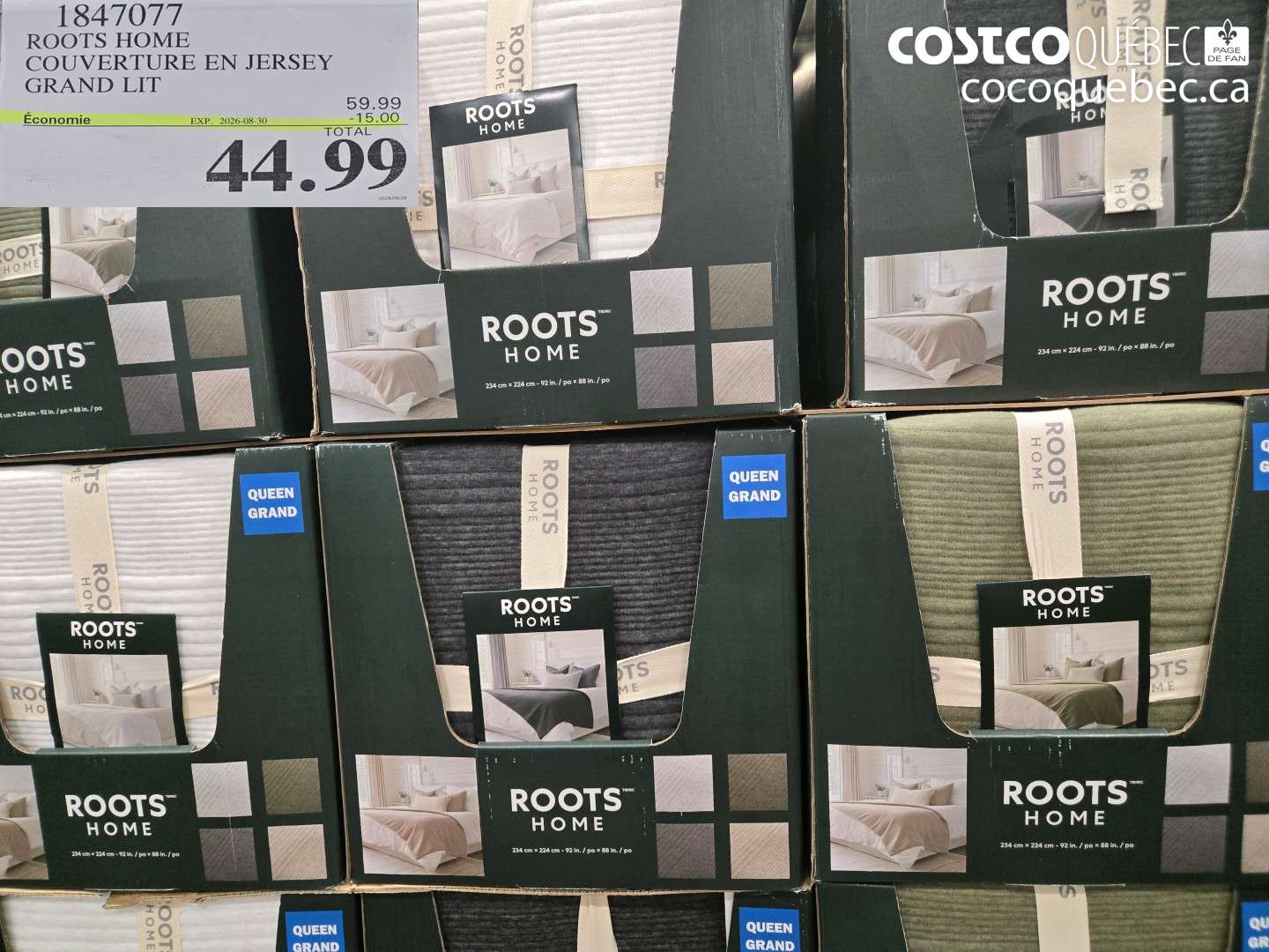 1847077 ROOTS HOME COUVERTURE EN JERSEY GRAND LIT ($15.00 INSTANT SAVINGS EXPIRES ON 2026-08-30) $44.99