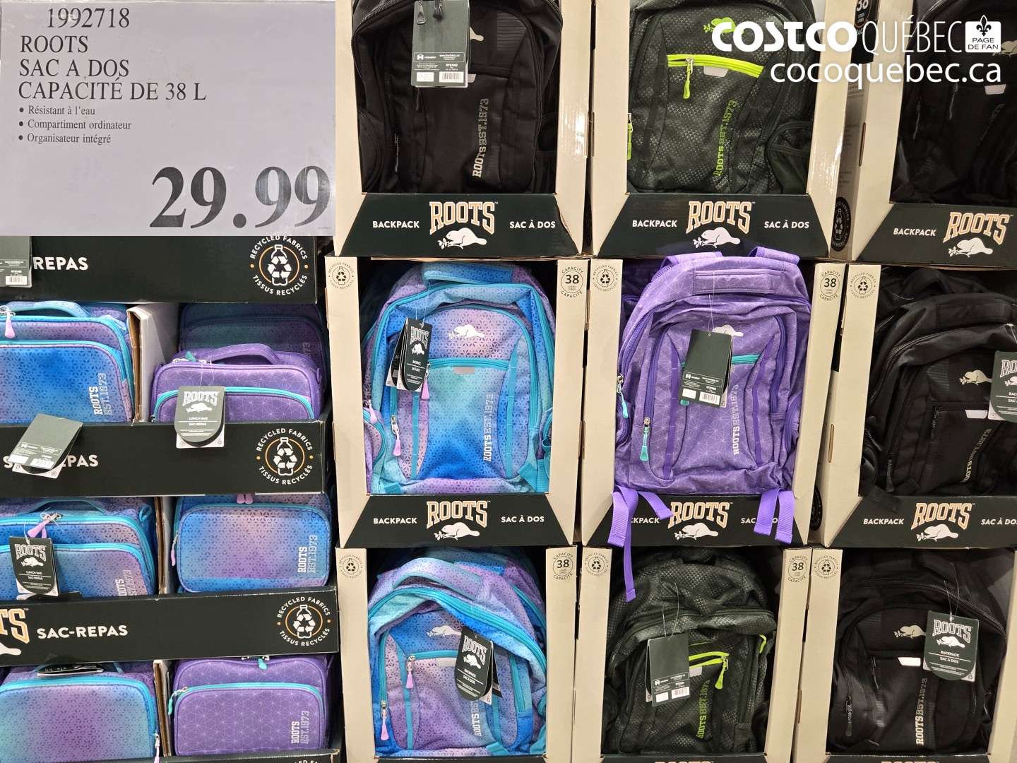1992718 ROOTS SAC A DOS CAPACITÉ DE 38 L $29.99