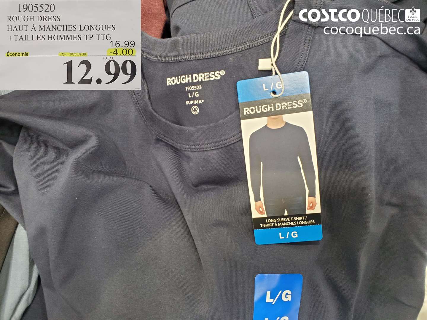 1905520 ROUGH DRESS HAUT À MANCHES LONGUES ($4.00 INSTANT SAVINGS EXPIRES ON 2026-08-30) $12.99