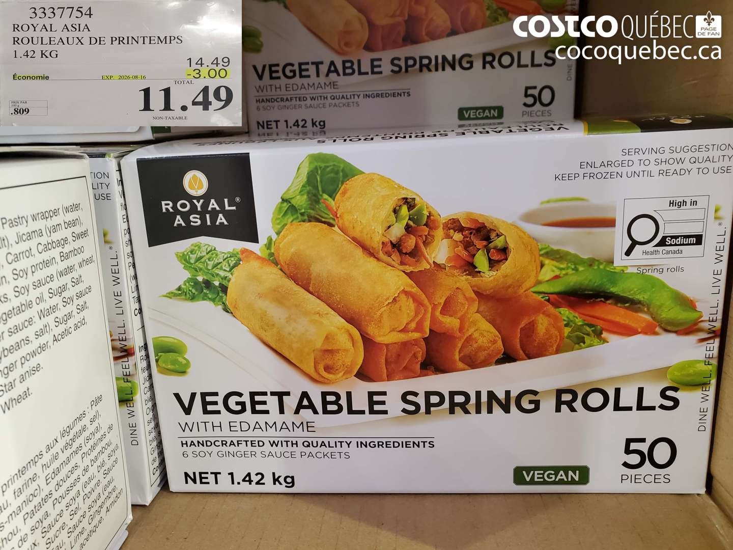 3337754 ROYAL ASIA ROULEAUX DE PRINTEMPS 1.42 KG ($3.00 INSTANT SAVINGS EXPIRES ON 2026-08-16) $11.49