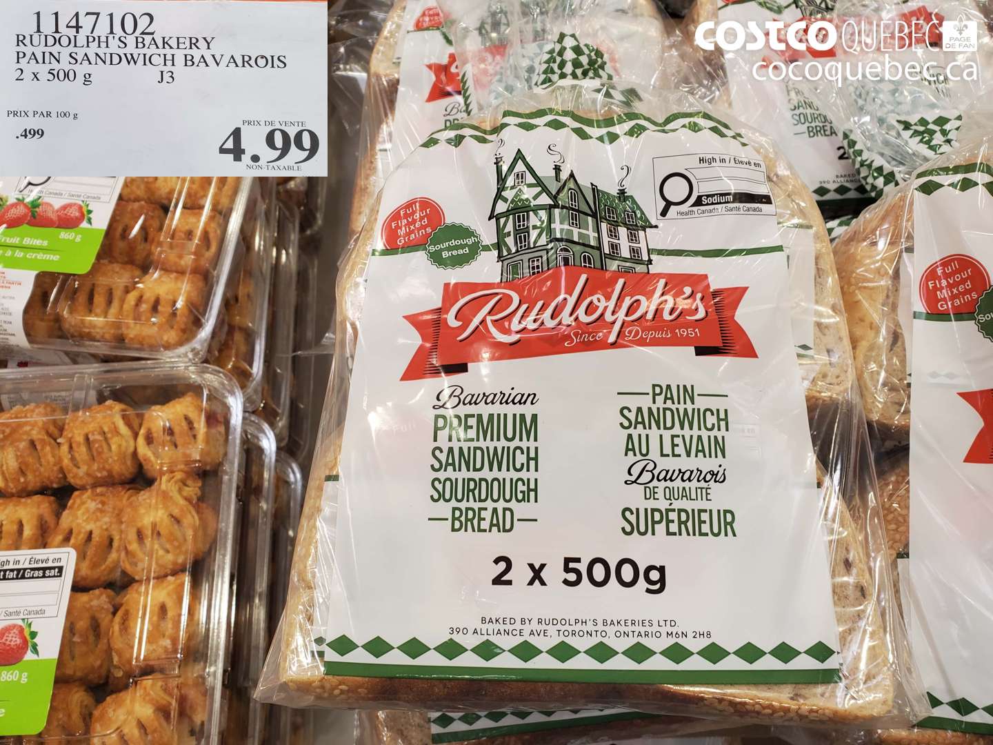 1147102 RUDOLPH'S BAKERY PAIN SANDWICH BAVAROIS $4.99