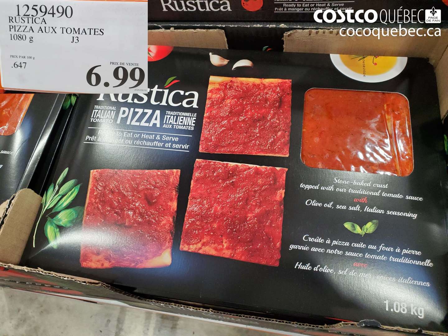 1259490 RUSTICA PIZZA AUX TOMATES $6.99