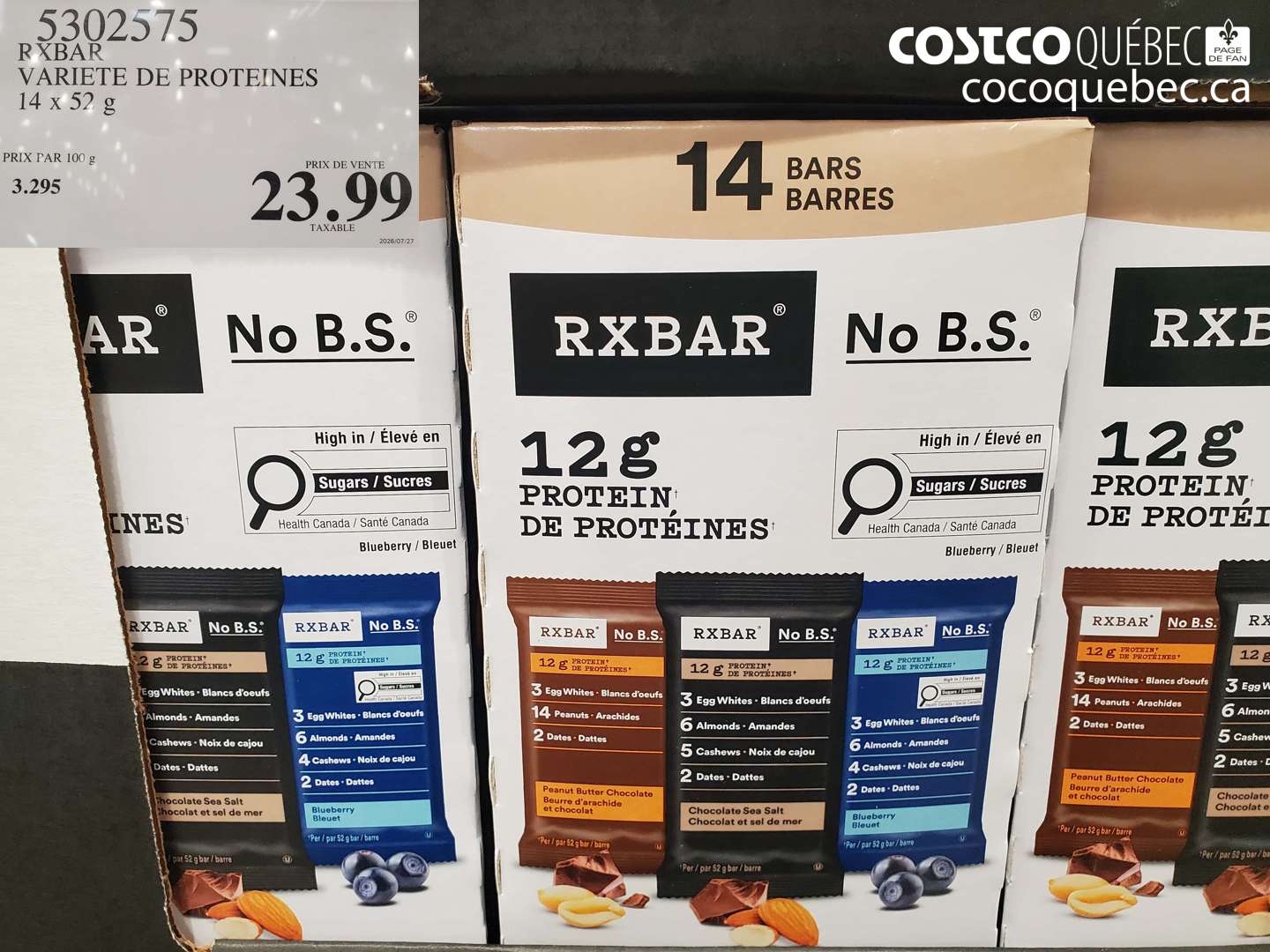 5302575 RXBAR VARIETE DE PROTEINES $23.99