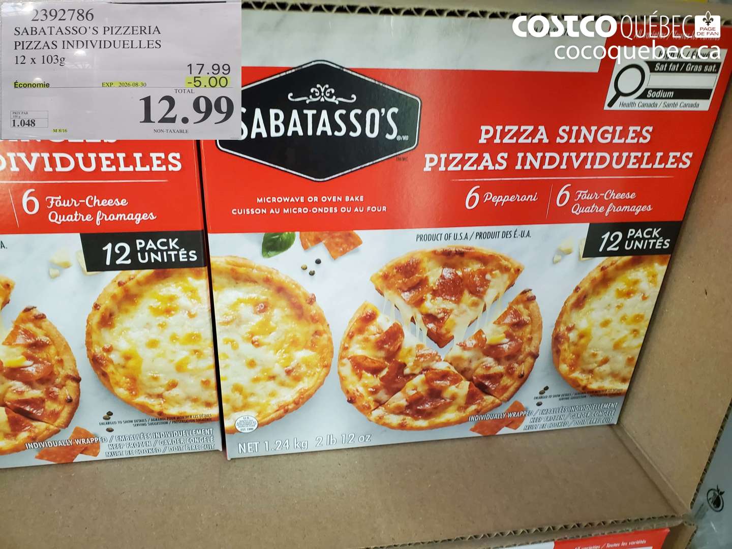 2392786 SABATASSO'S PIZZERIA PIZZAS INDIVIDUELLES 12 X 103G ($5.00 INSTANT SAVINGS EXPIRES ON 2026-08-30) $12.99