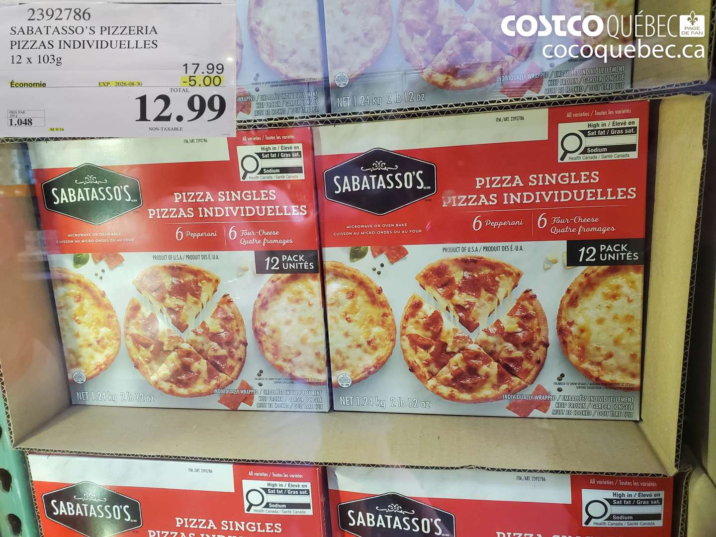 2392786 SABATASSO'S PIZZERIA PIZZAS INDIVIDUELLES ($5.00 INSTANT SAVINGS EXPIRES ON 2026-08-30) $12.99