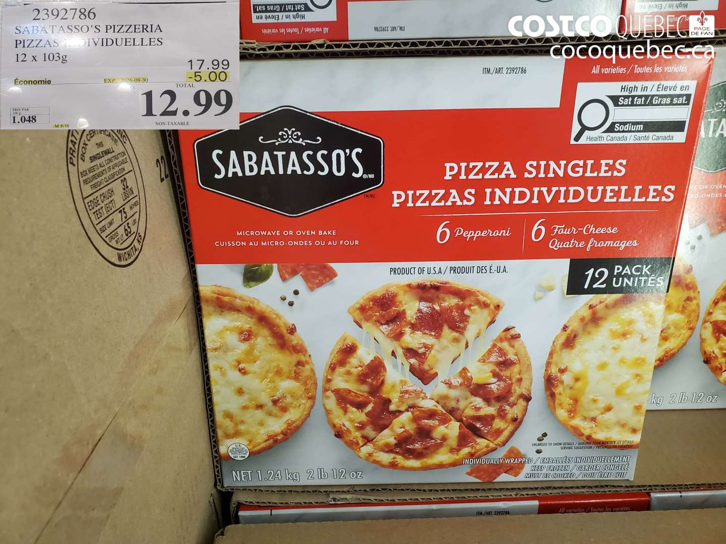 2392786 SABATASSO'S PIZZERIA PIZZAS INDIVIDUELLES ($5.00 INSTANT SAVINGS EXPIRES ON 2026-08-30) $12.99