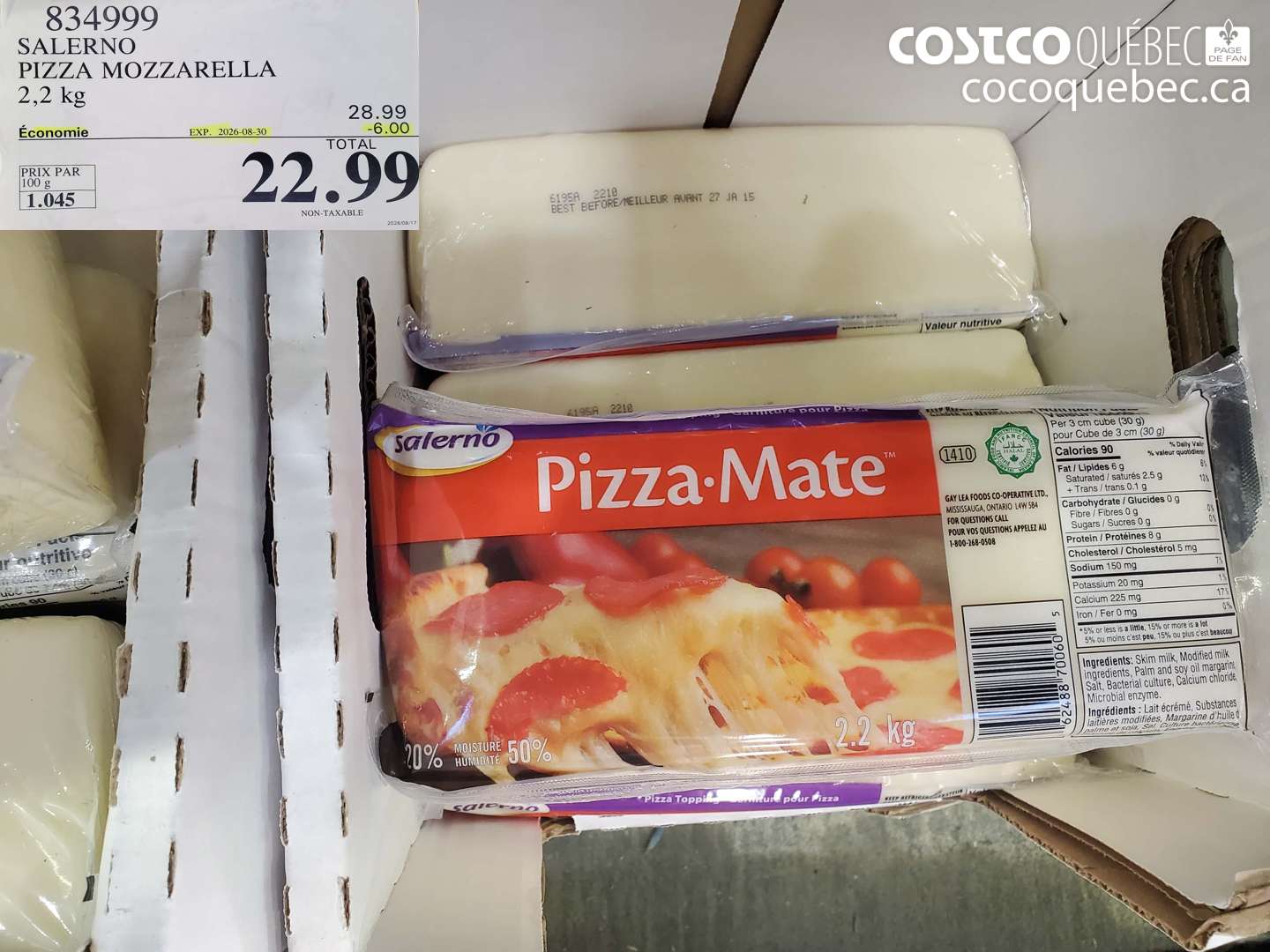 834999 SALERNO PIZZA MOZZARELLA ($6.00 INSTANT SAVINGS EXPIRES ON 2026-08-30) $22.99
