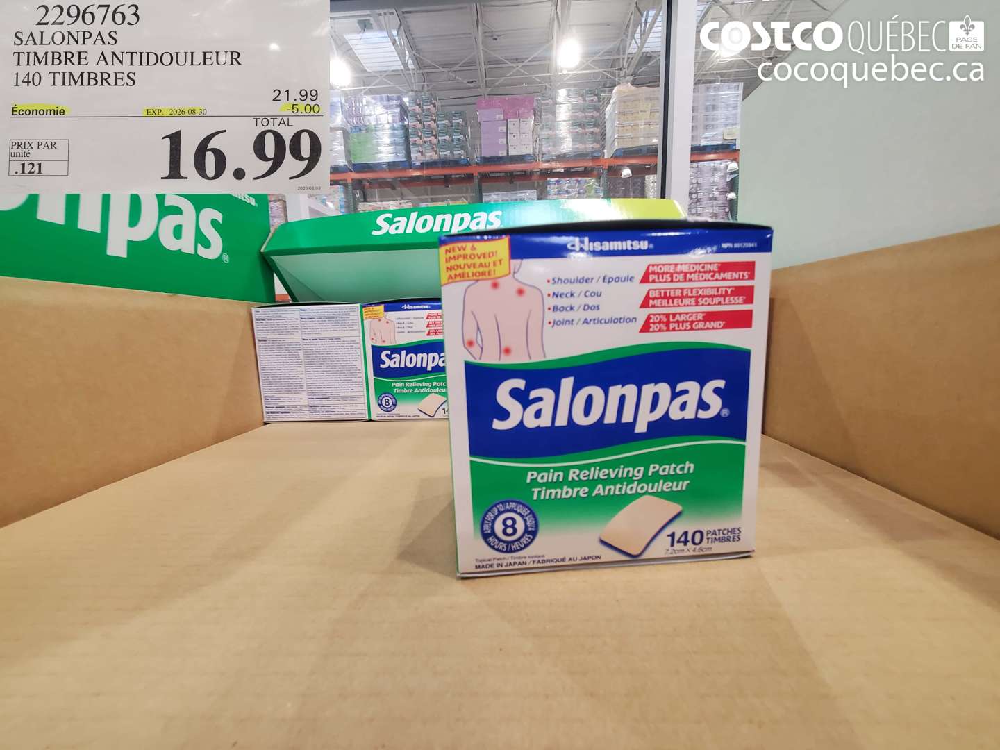 2296763 SALONPAS TIMBRE ANTIDOULEUR 140 TIMBRES ($5.00 INSTANT SAVINGS EXPIRES ON 2026-08-30) $16.99