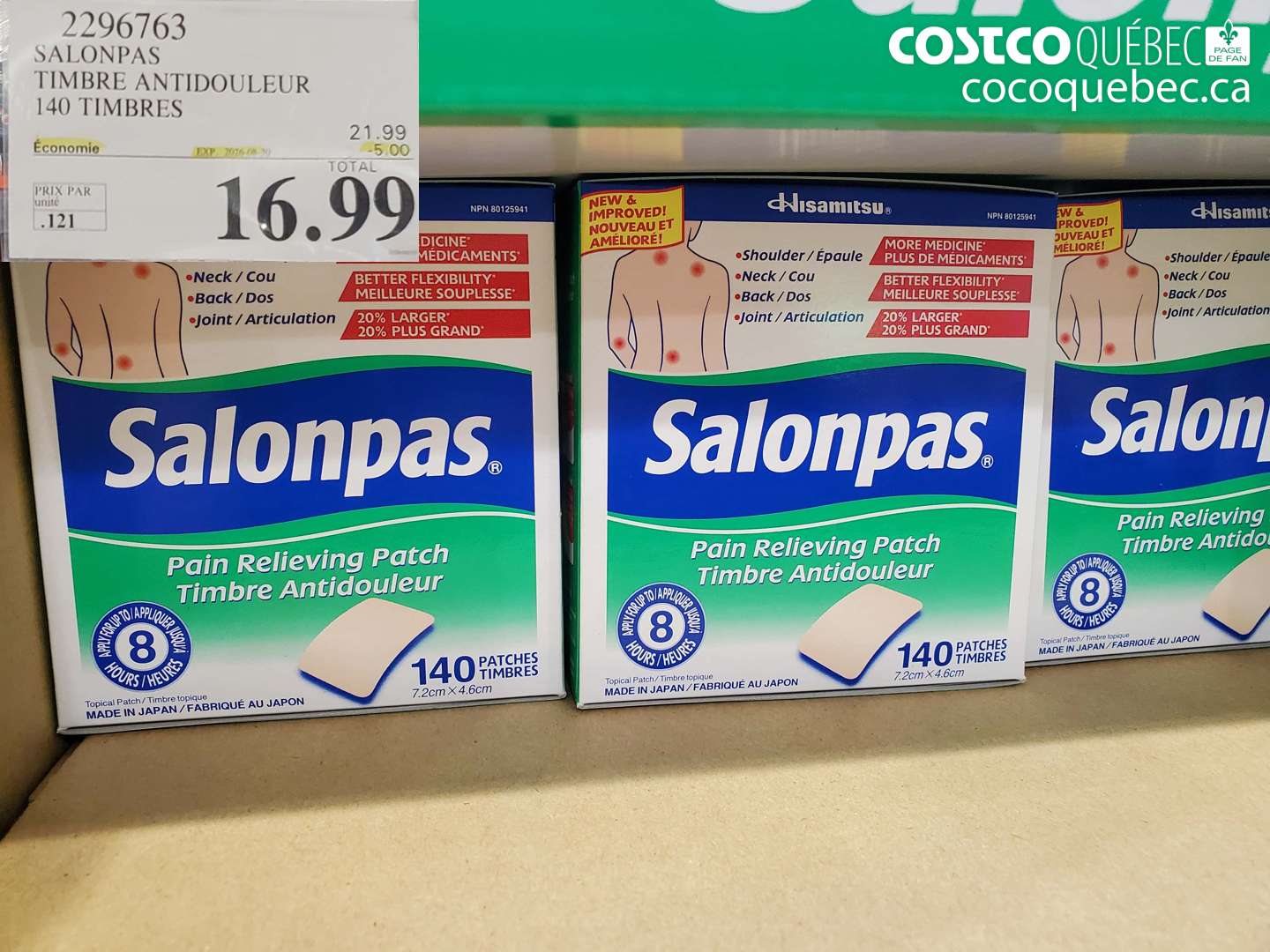 2296763 SALONPAS TIMBRE ANTIDOULEUR 140 TIMBRES ($5.00 INSTANT SAVINGS EXPIRES ON 2026-09-20) $16.99