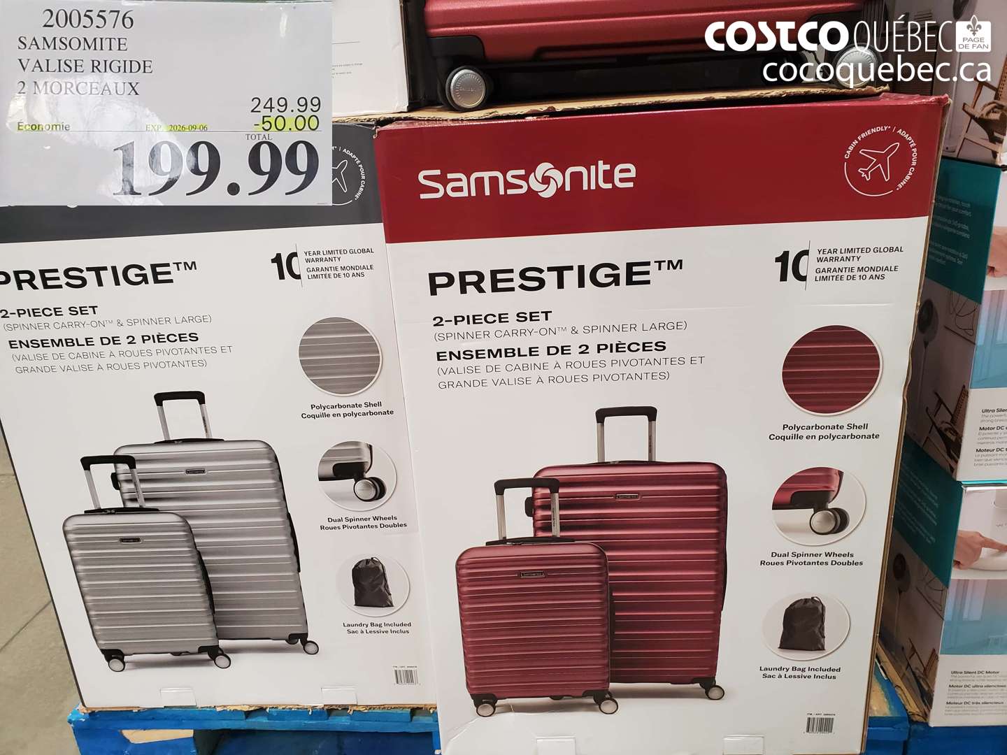 2005576 SAMSONITE VALISE RIGIDE ($50.00 INSTANT SAVINGS EXPIRES ON 2026-09-06) $199.99