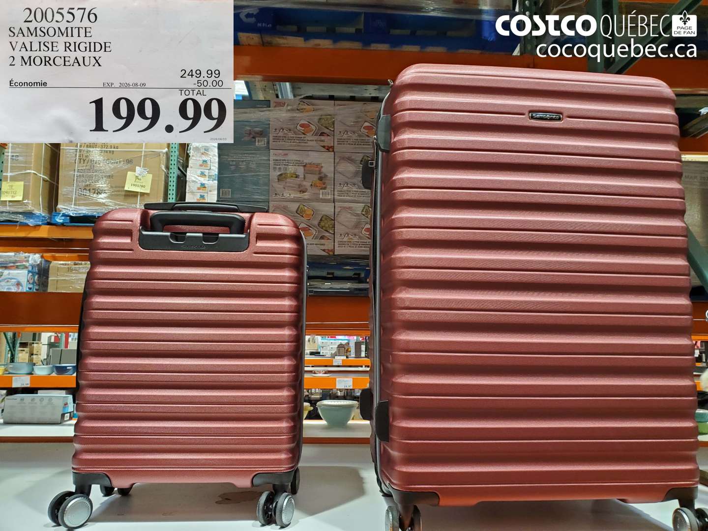 2005576 SAMSONITE VALISE RIGIDE 2 MORCEAUX ($50.00 INSTANT SAVINGS EXPIRES ON 2026-08-09) $199.99