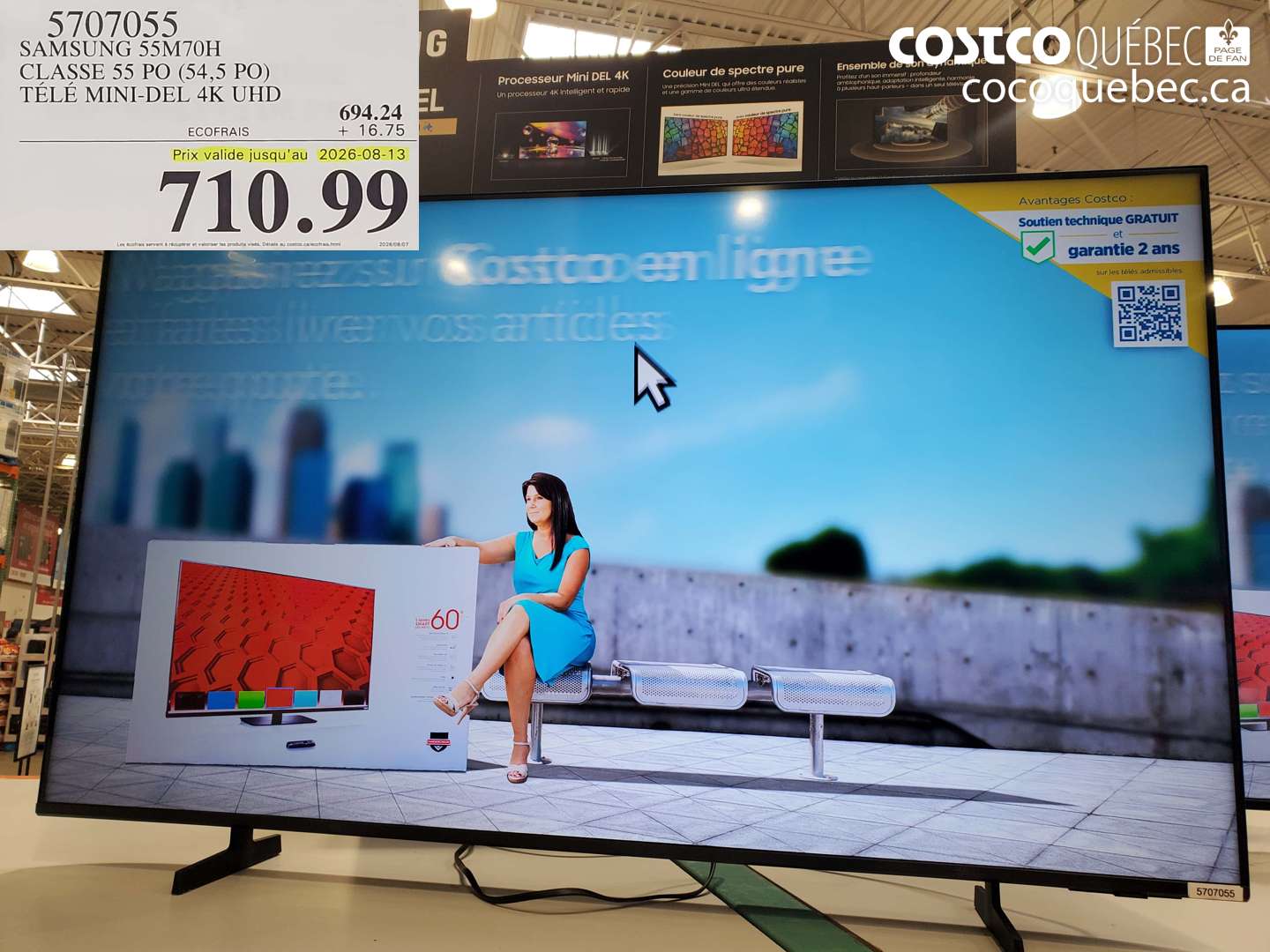 5707055 SAMSUNG 55M70H CLASSE 55 PO (54.5 PO) TÉLÉ MINI-DEL 4K UHD (EXPIRES ON 2026-08-13) $710.99