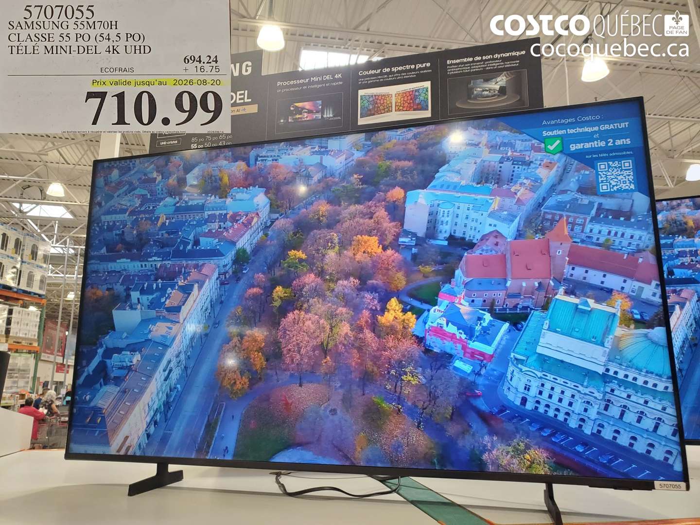 5707055 SAMSUNG 55M70H CLASSE 55 PO (54.5 PO) TÉLÉ MINI-DEL 4K UHD (EXPIRES ON 2026-08-20) $710.99