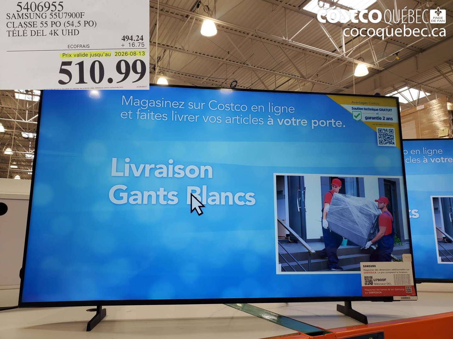 5406955 SAMSUNG 55U7900F CLASSE 55 PO (54.5 PO) TÉLÉ DEL 4K UHD (EXPIRES ON 2026-08-13) $510.99