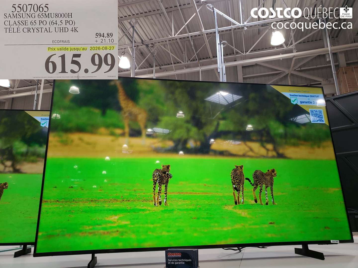 5507065 SAMSUNG 65MU8000H CLASSE 65 PO (64.5 PO) TÉLÉ CRYSTAL UHD 4K (EXPIRES ON 2026-08-27) $615.99