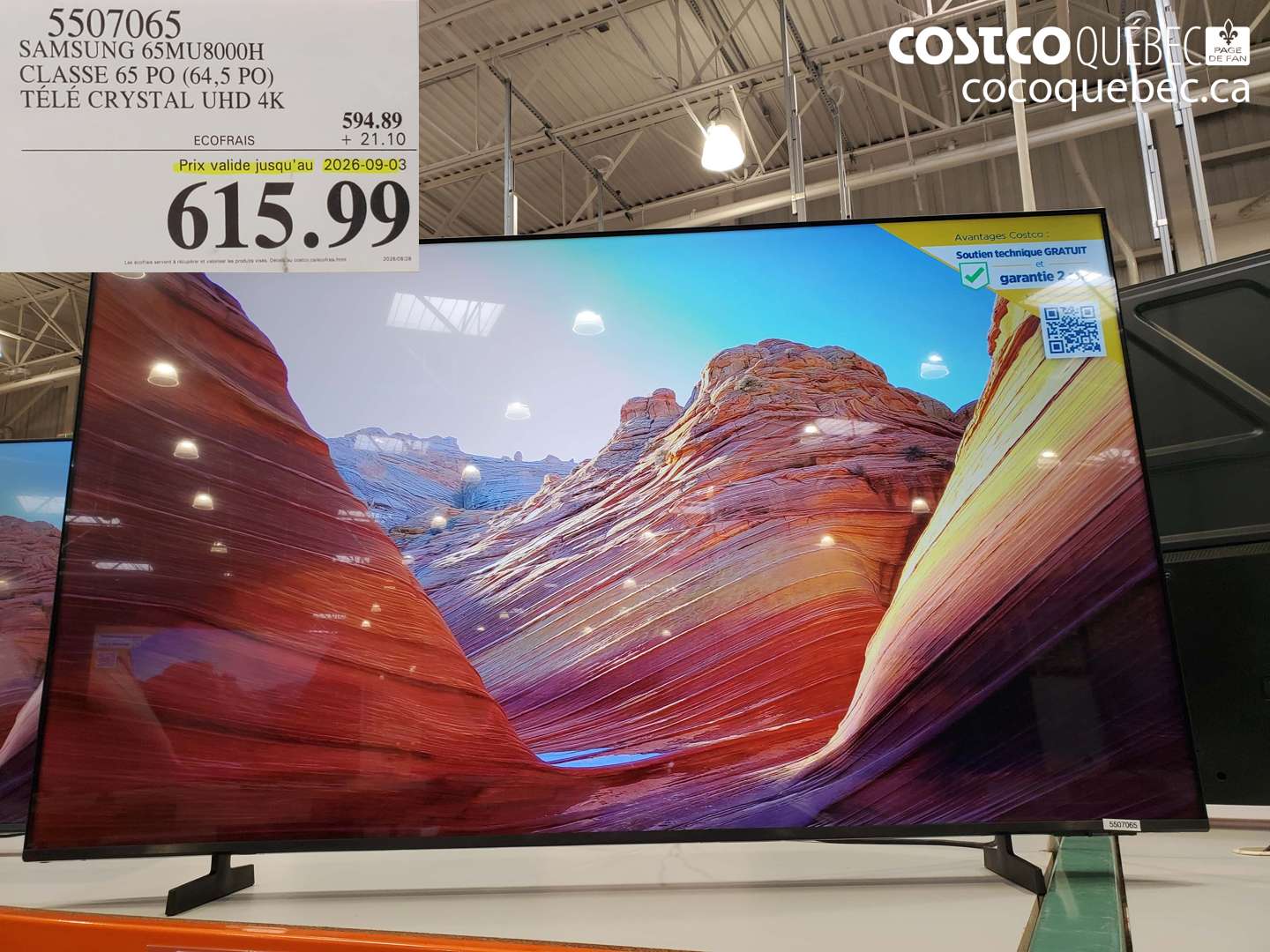 5507065 SAMSUNG 65MU8000H CLASSE 65 PO (64.5 PO) TÉLÉ CRYSTAL UHD 4K (EXPIRES ON 2026-09-03) $615.99