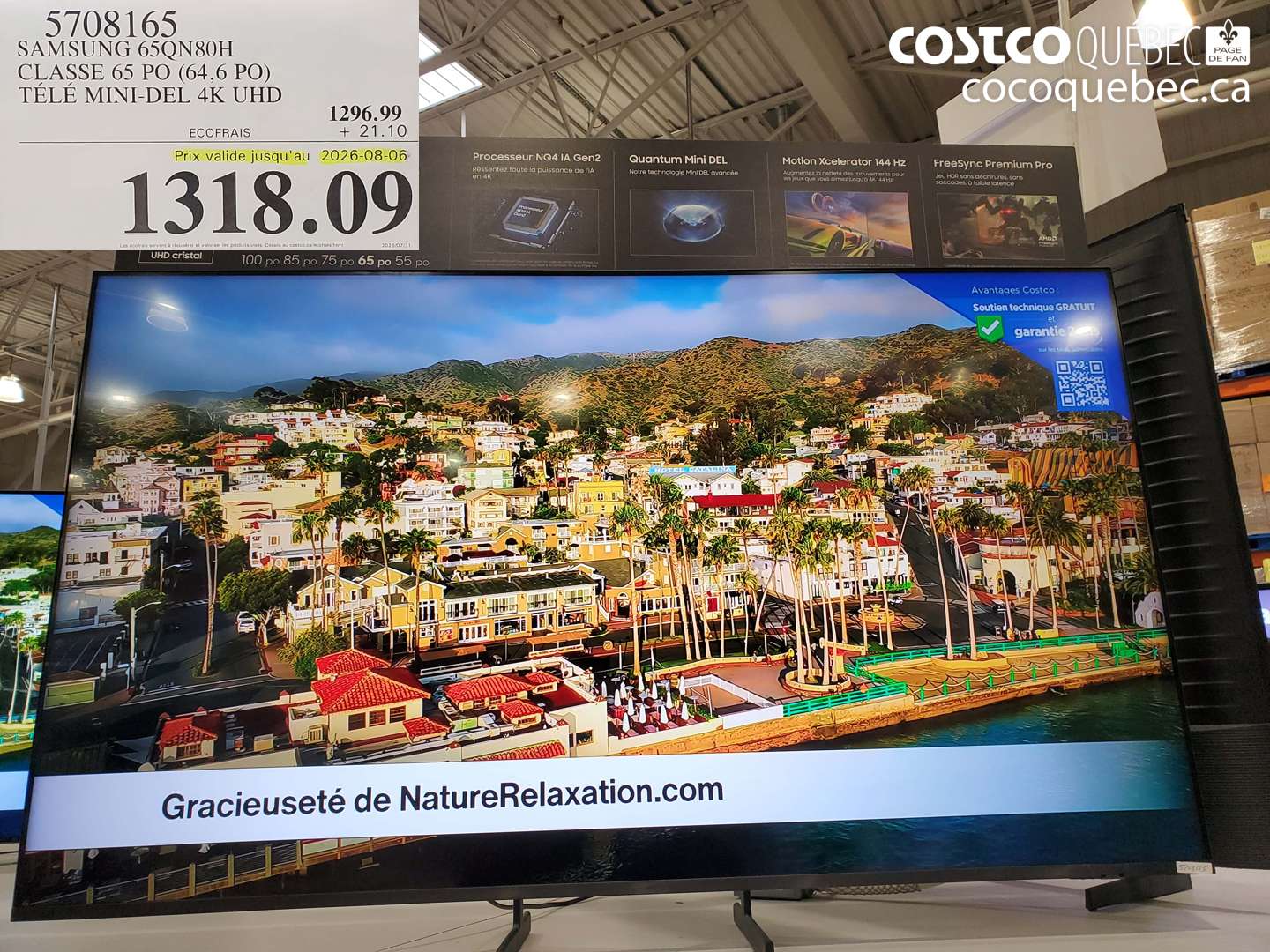5708165 SAMSUNG 65QN80H CLASSE 65 PO (64.6 PO) TÉLÉ MINI-DEL 4K UHD (EXPIRES ON 2026-08-06) $1318.09
