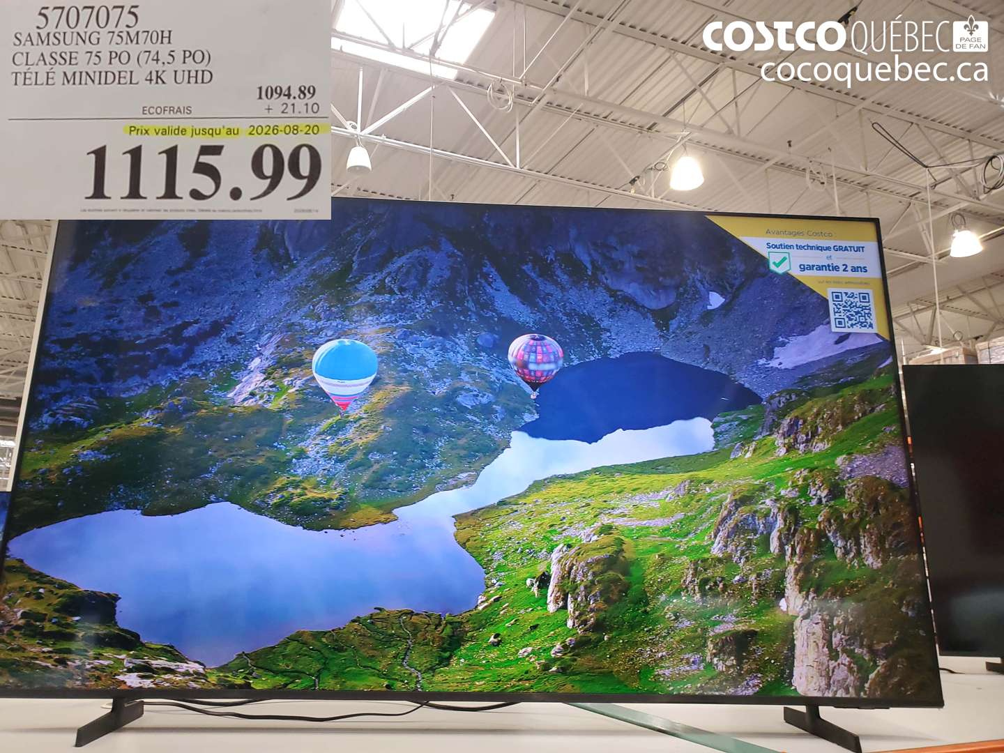 5707075 SAMSUNG 75M70H CLASSE 75 PO (74.5 PO) TÉLÉ MINIDEL 4K UHD (EXPIRES ON 2026-08-20) $1115.99