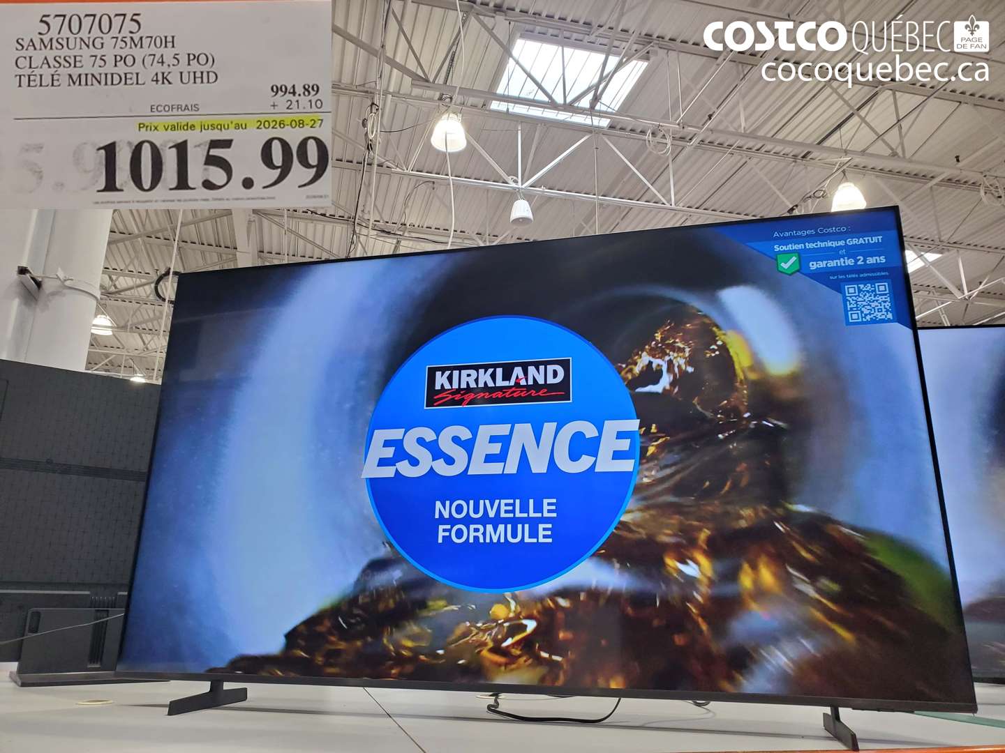 5707075 SAMSUNG 75M70H CLASSE 75 PO (74.5 PO) TÉLÉ MINIDEL 4K UHD (EXPIRES ON 2026-08-27) $1015.99