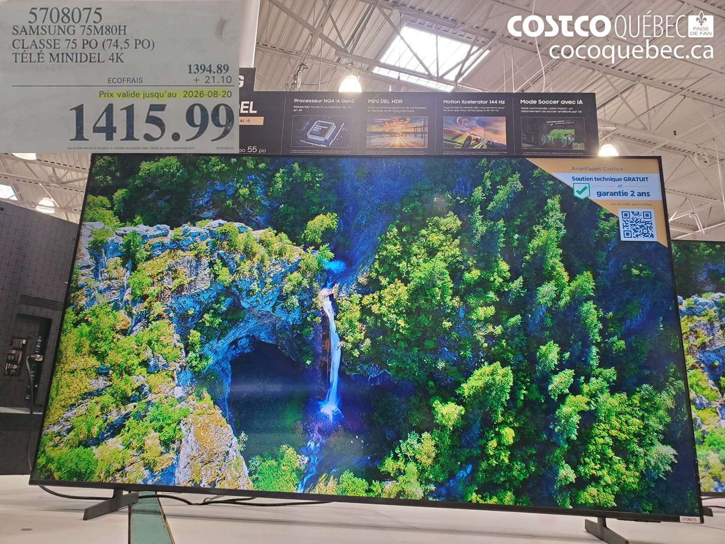 5708075 SAMSUNG 75M80H CLASSE 75 PO (74.5 PO) TÉLÉ MINIDEL 4K (EXPIRES ON 2026-08-20) $1415.99