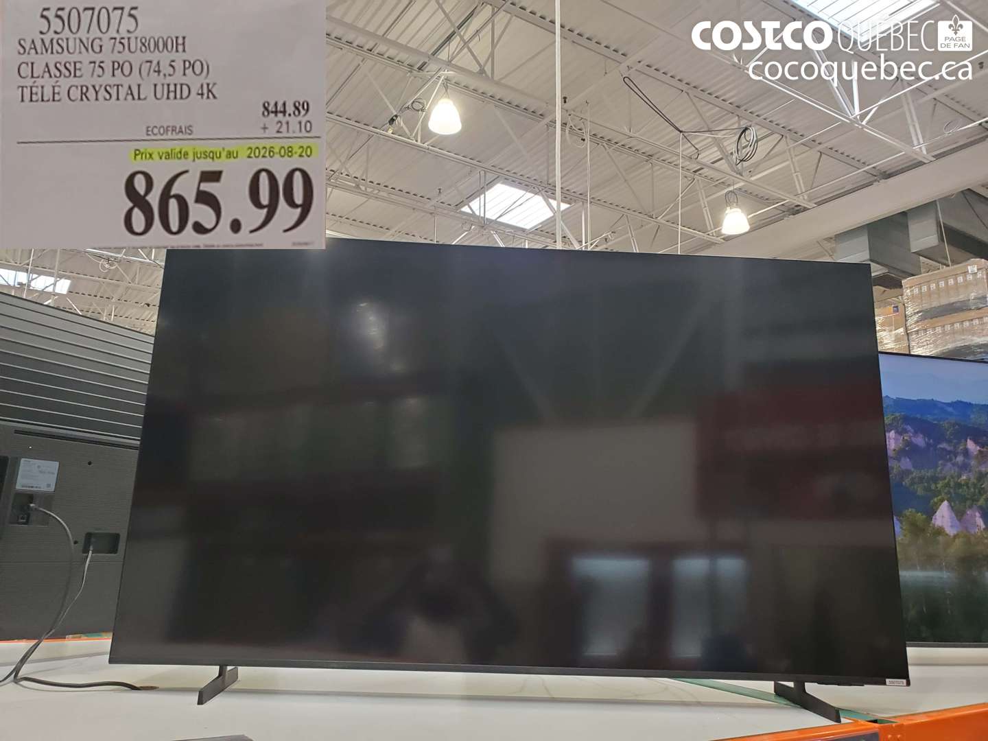 5507075 SAMSUNG 75U8000H CLASSE 75 PO (74.5 PO) TÉLÉ CRYSTAL UHD 4K (EXPIRES ON 2026-08-20) $865.99