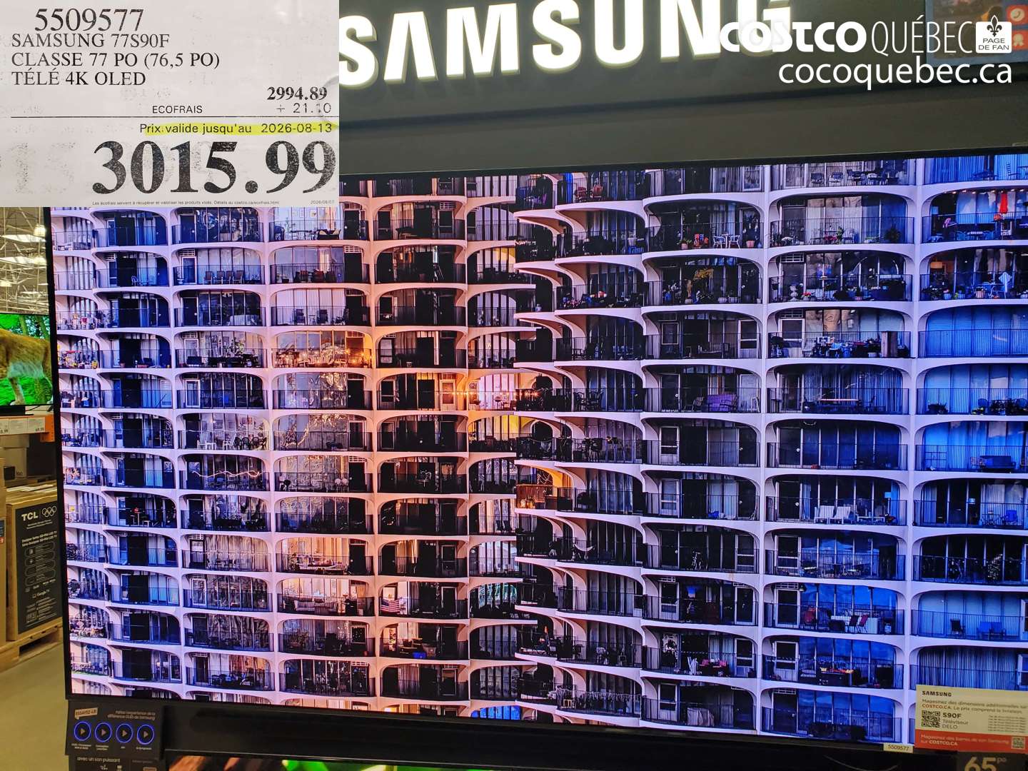 5509577 SAMSUNG 77S90F CLASSE 77 PO (76.5 PO) TÉLÉ 4K OLED (EXPIRES ON 2026-08-13) $3015.99