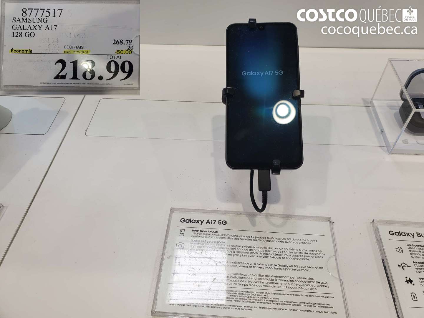 8777517 SAMSUNG GALAXY A17 128 GO ($50.00 INSTANT SAVINGS EXPIRES ON 2026-09-03) $218.99