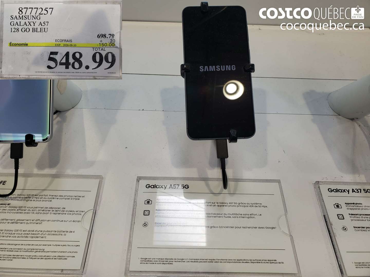 8777257 SAMSUNG GALAXY A57 128 GO BLEU ($150.00 INSTANT SAVINGS EXPIRES ON 2026-09-10) $548.99