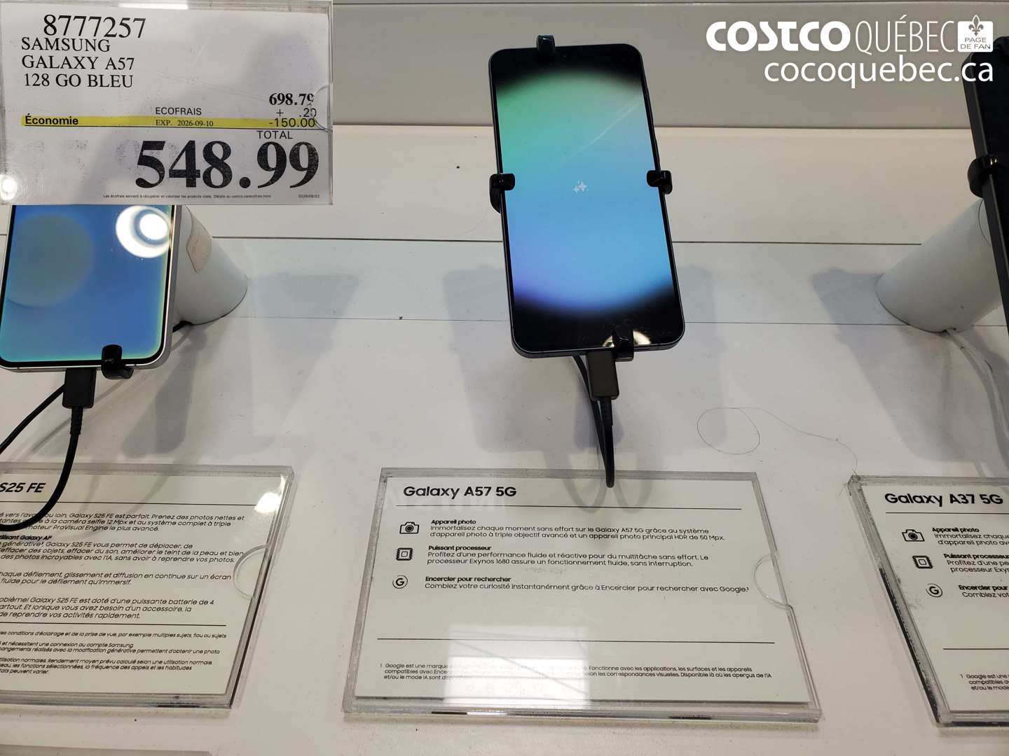 8777257 SAMSUNG GALAXY A57 128 GO BLEU ($150.00 INSTANT SAVINGS EXPIRES ON 2026-09-10) $548.99