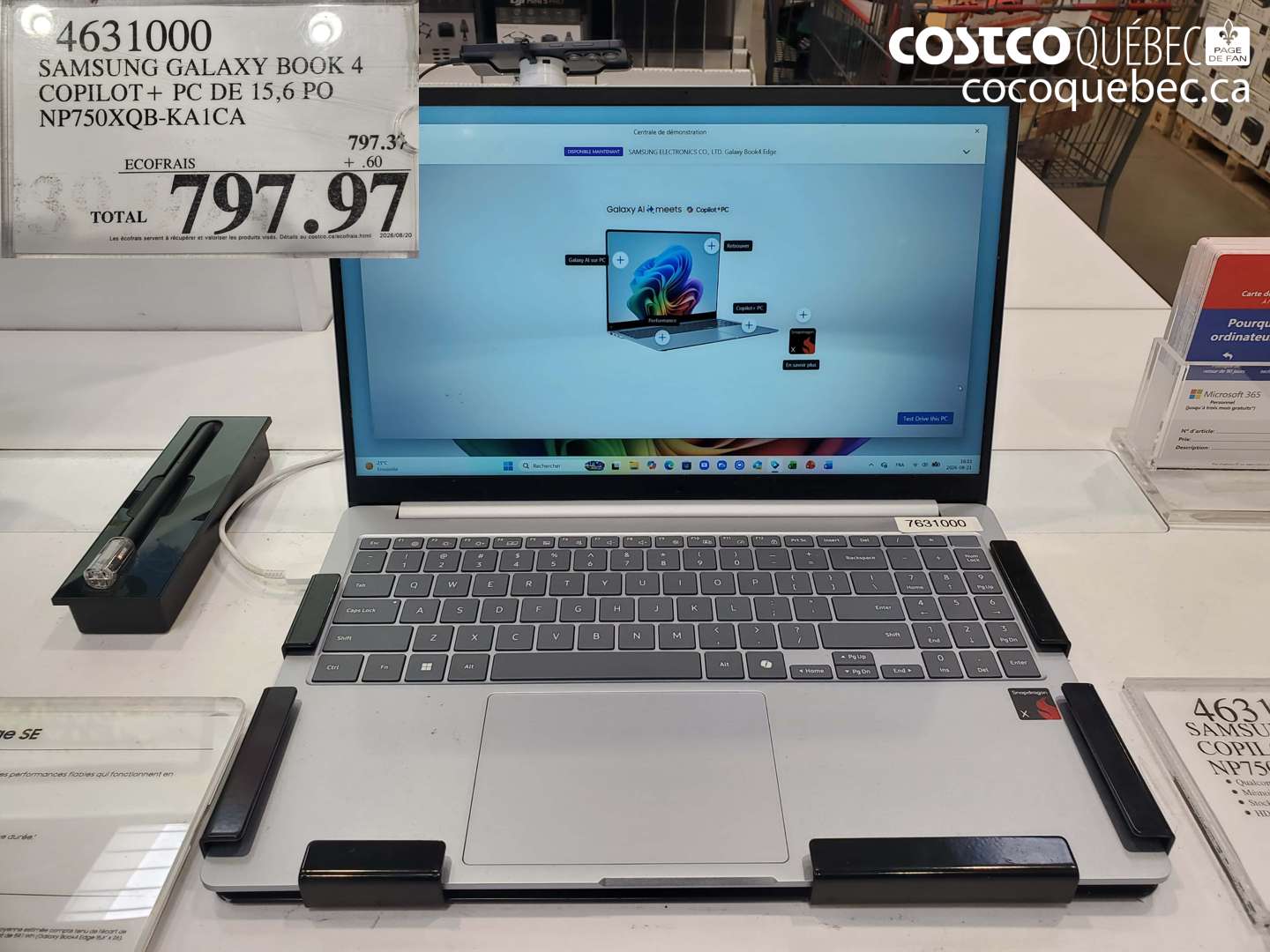 4631000 SAMSUNG GALAXY BOOK 4 COPILOT + PC DE 15.6 PO NP750XQB-KA1CA $797.97