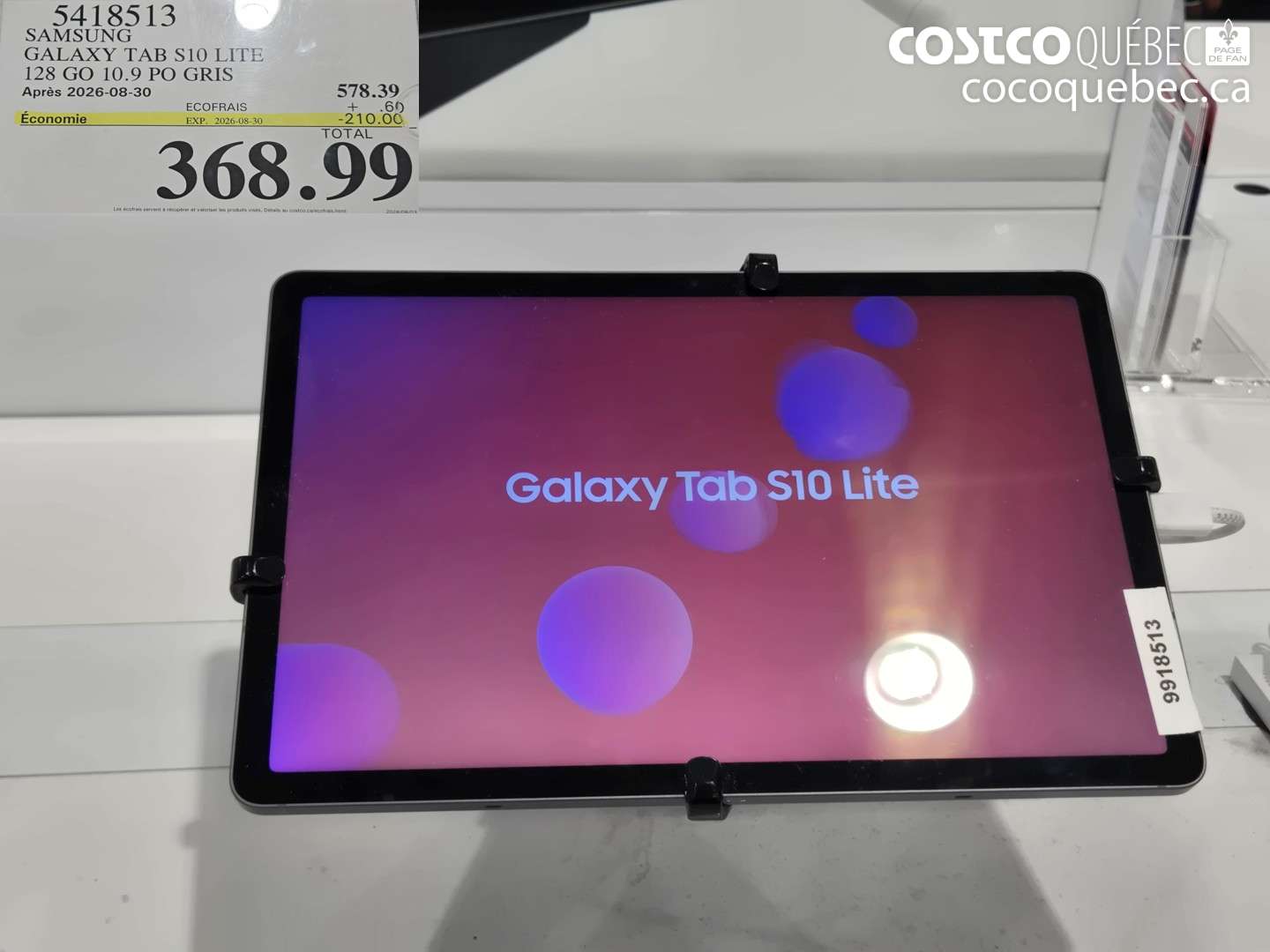 5418513 SAMSUNG GALAXY TAB S10 LITE 128 GO 10.9 PO GRIS ($210.00 INSTANT SAVINGS EXPIRES ON 2026-08-30) $368.99