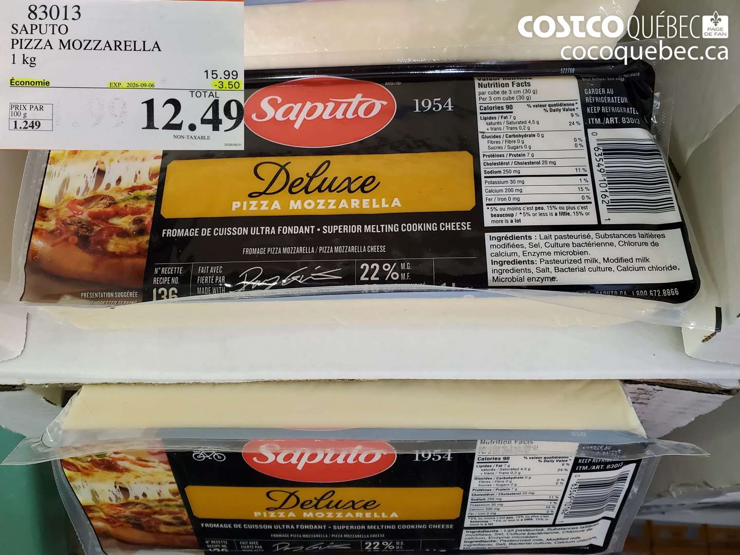 83013 SAPUTO PIZZA MOZZARELLA ($3.50 INSTANT SAVINGS EXPIRES ON 2026-09-06) $12.49