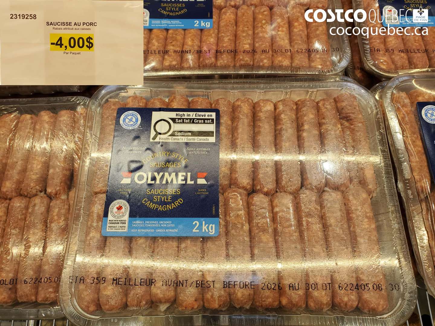 2319258 SAUCISSE AU PORC ($4.00 INSTANT SAVINGS)