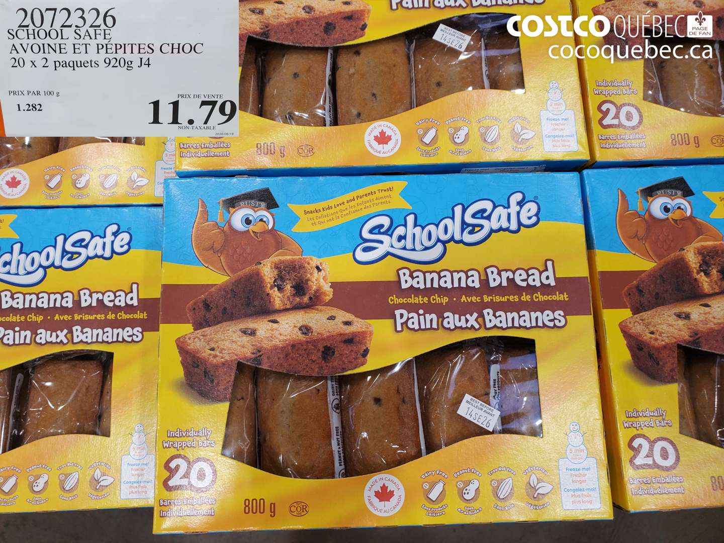 2072326 SCHOOL SAFE AVOINE ET PÉPITES CHOC $11.79
